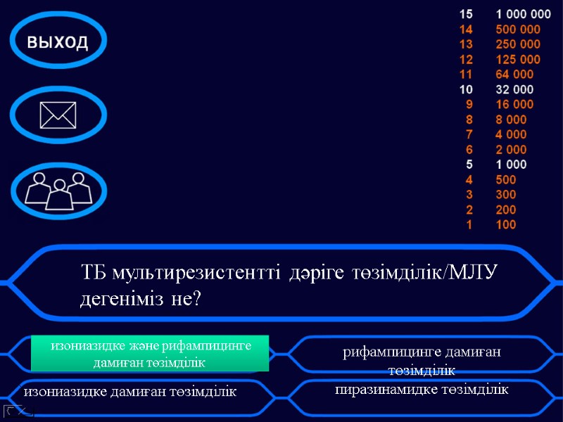 изониазидке және рифампицинге дамиған төзімділік    рифампицинге дамиған төзімділік  пиразинамидке төзімділік